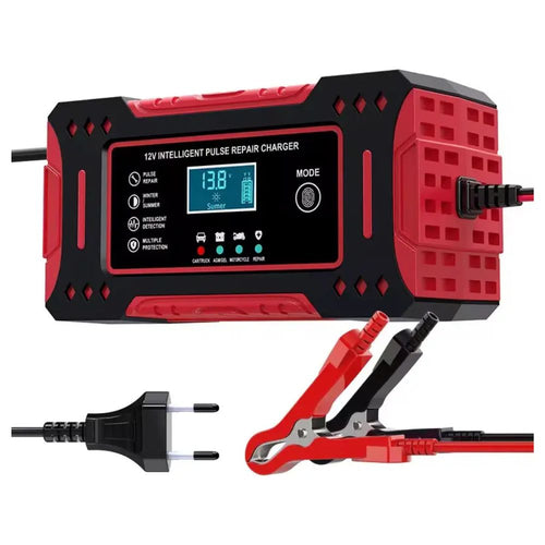 Cargador Inteligente 12V 10A Auto Moto SUV Pantalla LCD Reparación