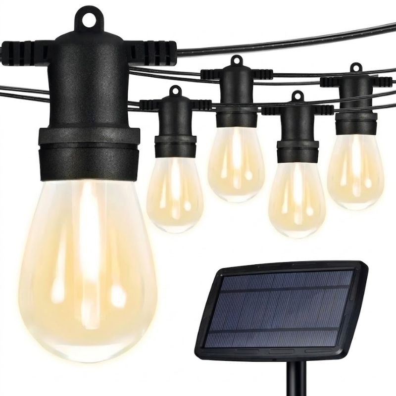Guirnalda Solar Led 10 Metros 10 Ampolletas Led Luz Cálida