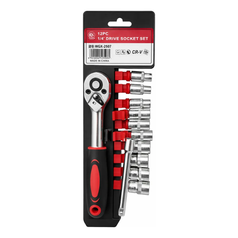 Set Llaves Herramientas Juego Dados Con Chicharra 1/4 12 Pcs