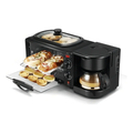 Maquina De Desayuno 3 En 1 Multifuncional Horno Freír Color Negro