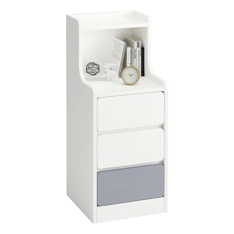 Velador Organizador 3 Cajones 87x34x30 Cm Melamina Moderna Resistente Blanco