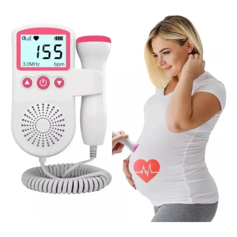 Monitor Fetal Doppler Latidos Bebé LCD 4 pulgadas Blanco Rosa