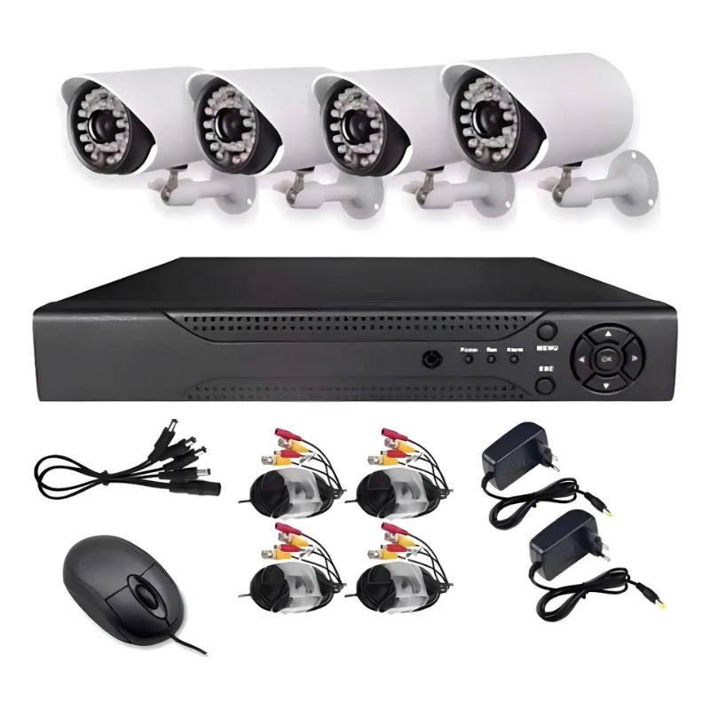 Kit 4 Camaras De Seguridad Con Dvr Interior Y Exterior