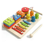 Juego Didáctico Montessori Madera 7 En 1 Pesca Xilófono Encaje Infantil