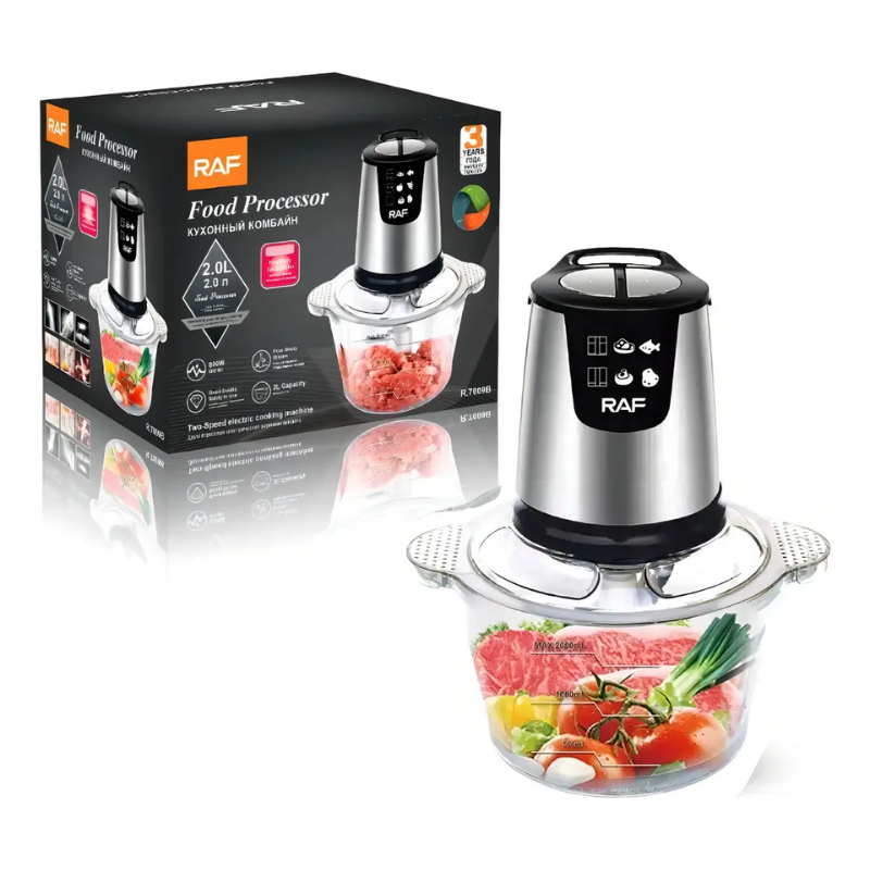 Procesador De Alimentos 2L Picadora Eléctrica Multiusos Potente 250W Marca Raf