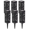 Pack 6 Focos Solares Jardín Negro Luz Cálida Resistente Agua IP65