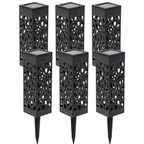 Pack 6 Focos Solares Jardín Negro Luz Cálida Resistente Agua IP65
