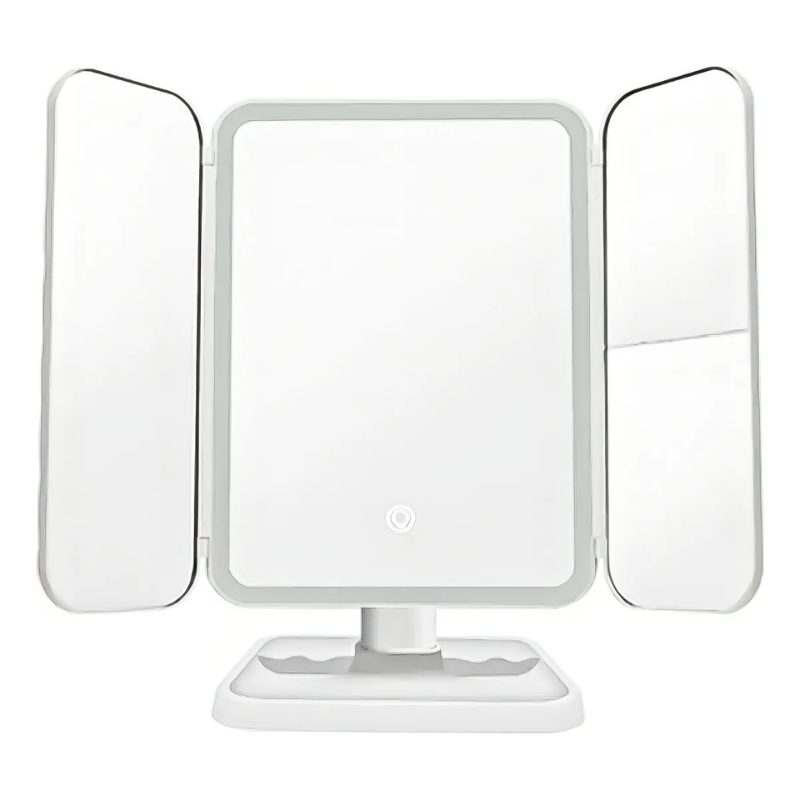 Espejo Tocador Maquillaje Profesional Aumento Led Plegable Color Blanco