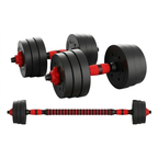 Set De Mancuernas 20kg Barra Armable Ajustable Color Negro