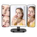 Espejo Tocador Maquillaje Profesional Aumento Led Plegable Color Negro