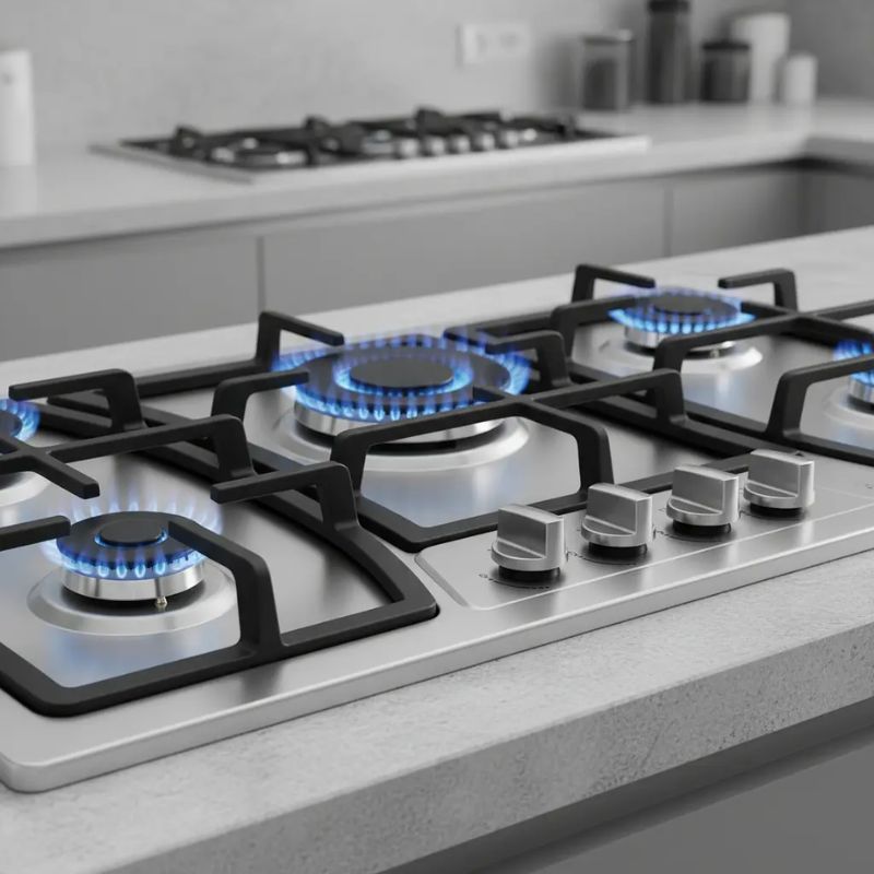 Encimera a Gas 5 Quemadores Empotrable Acero Inoxidable