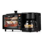 Maquina De Desayuno 3 En 1 Multifuncional Horno Freír Color Negro