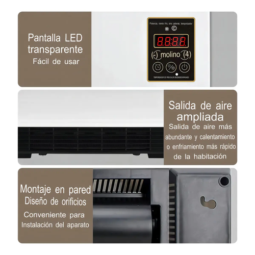 Calefactor de Pared Aire Frío Calor 1800w con Control Remoto blanco