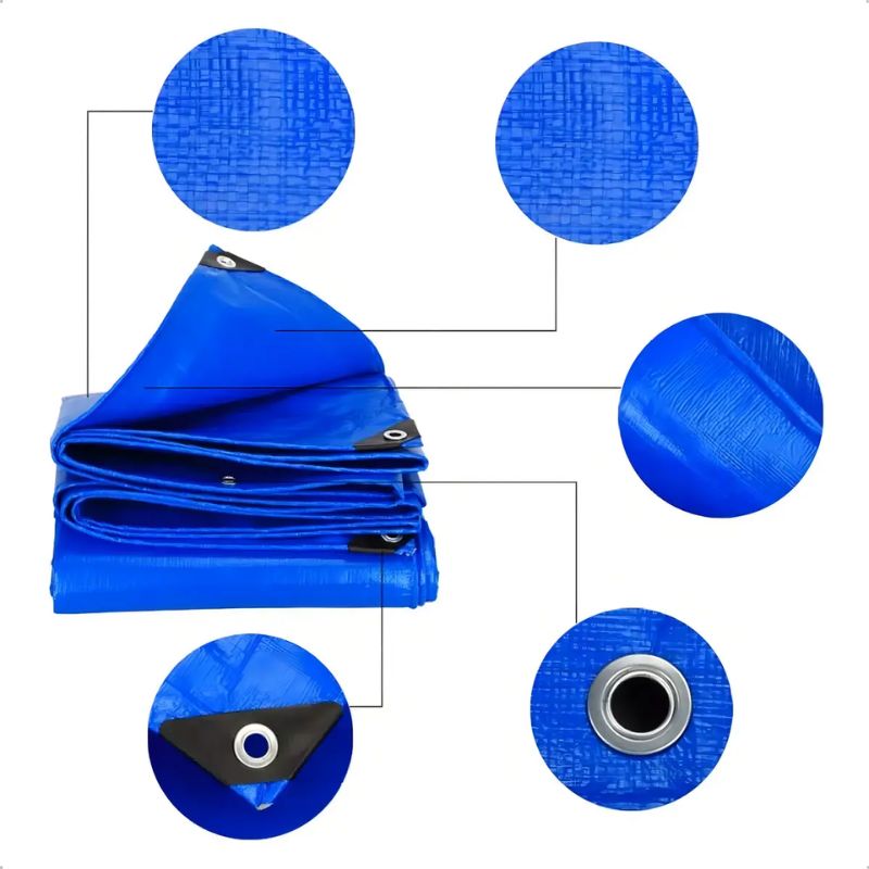 Lona Carpa Multiuso Impermeable 10x15 Mts Azul Con Protección Uv Ojales Reforzados