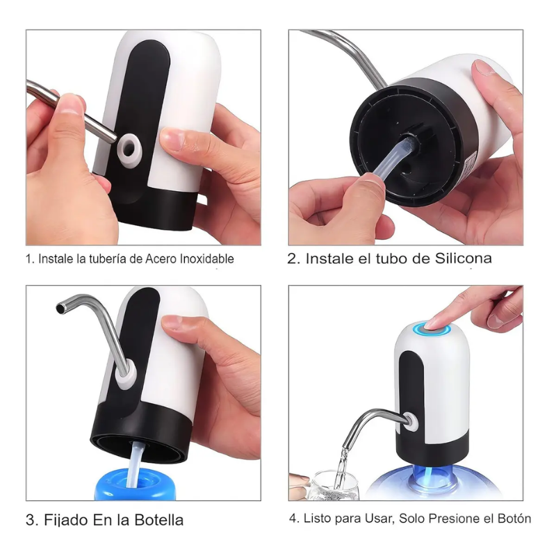 Dispensador Para Botellon Bomba Sifon De Agua Electrico Usb Color Blanco