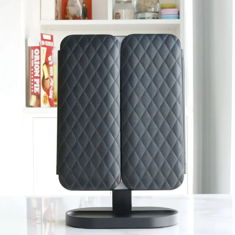 Espejo Tocador Maquillaje Profesional Aumento Led Plegable Color Negro