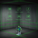 Nivel Laser 16 Líneas Verde 360 Y Trípode 1 Metro Ajustable