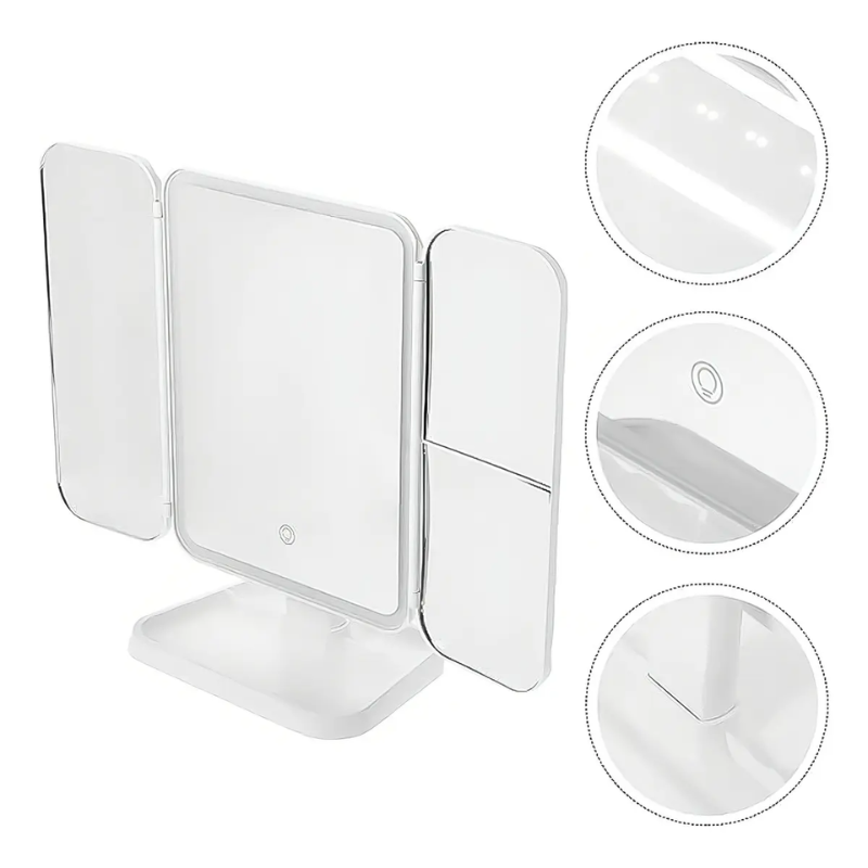 Espejo Tocador Maquillaje Profesional Aumento Led Plegable Color Blanco