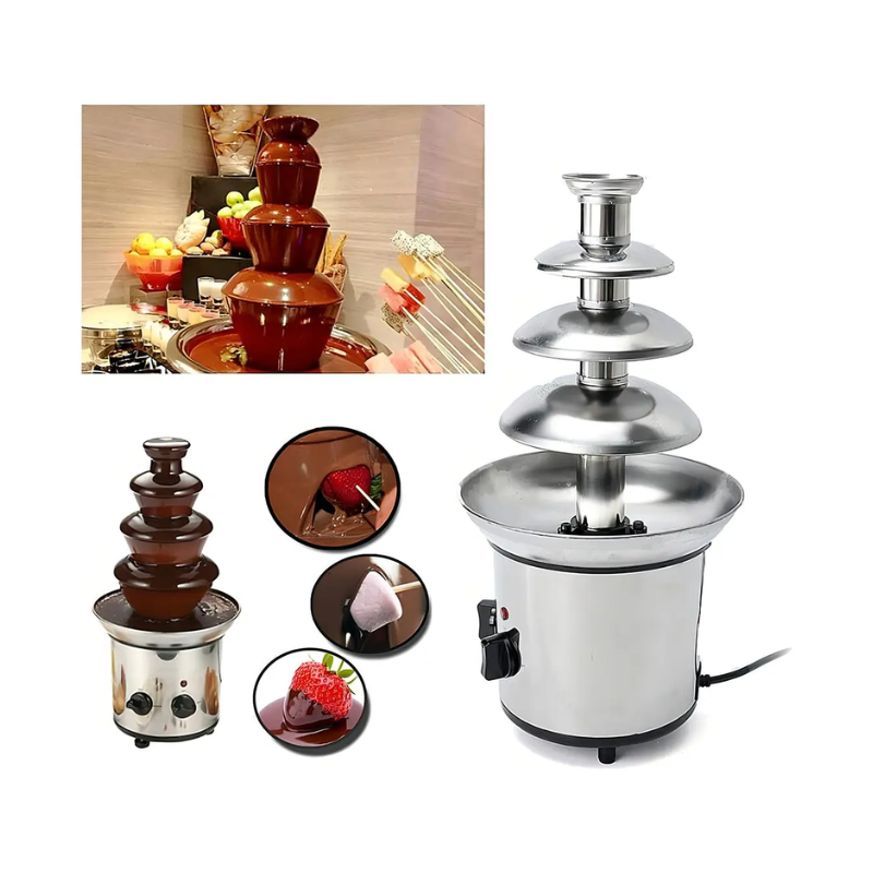 Cascada Fuente Chocolate Fondue 4 Niveles Acero Inoxidable Color Plateado