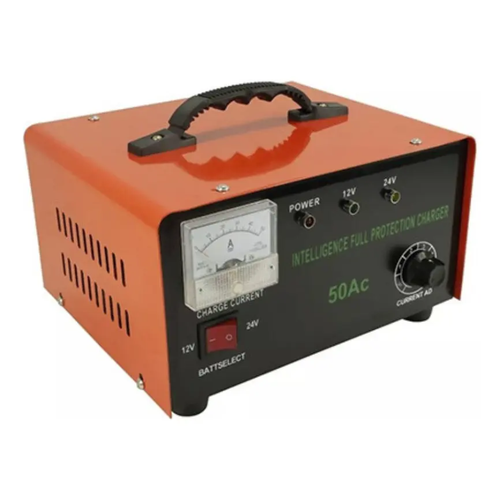 Cargador Batería 12V 24V Autos Motos 50A 220V Regulable con Fusible