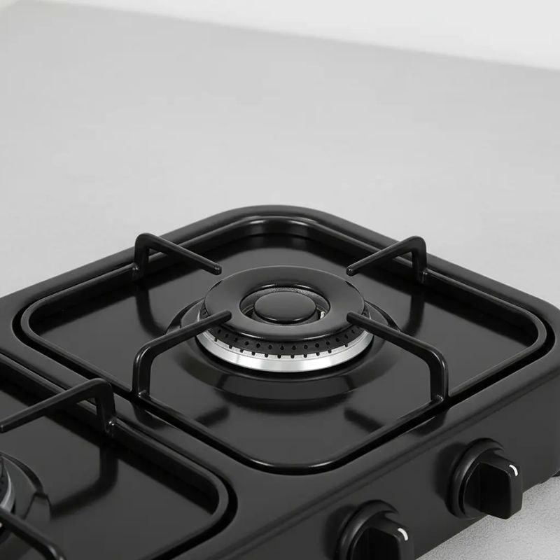 Cocina A Gas Portátil De 4 Quemadores Acero Inoxidable Con Tapa Protectora Encimera