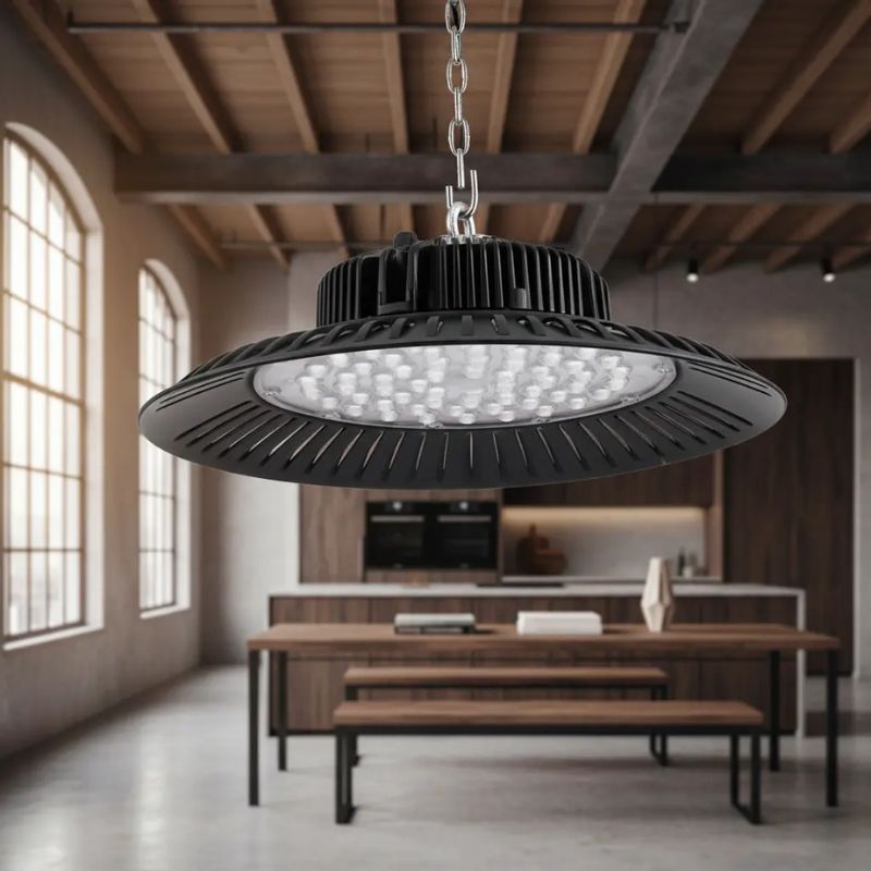 Lámpara Industrial LED Tipo UFO 200W Blanca con Protección IP65
