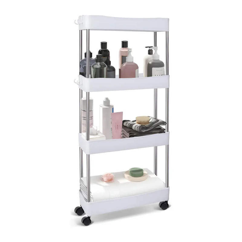 Estante Organizador Baño 4 Niveles Carrito Multifuncional Color Blanco