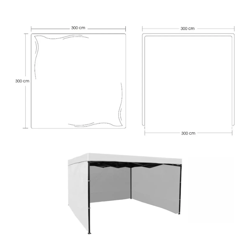 Lona Repuesto Pared Lateral Toldo Plegable 3x3 Mts Jardin Color Blanco
