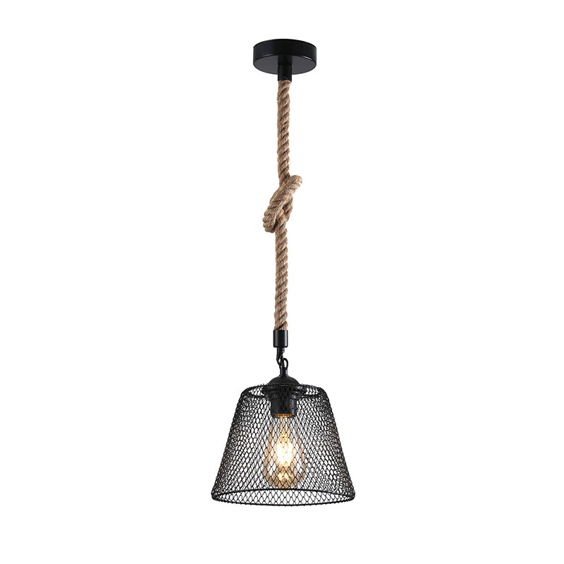 Lámpara Colgante Vintage Porta E27 con Cuerda | 150 x 150 mm | Estilo Industrial