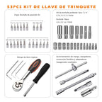 Juego Dados 53 Piezas Cuadrante 1/4 Llaves Chicharra Kit Herramientas