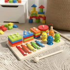 Juego Didáctico Montessori Madera 7 En 1 Pesca Xilófono Encaje Infantil