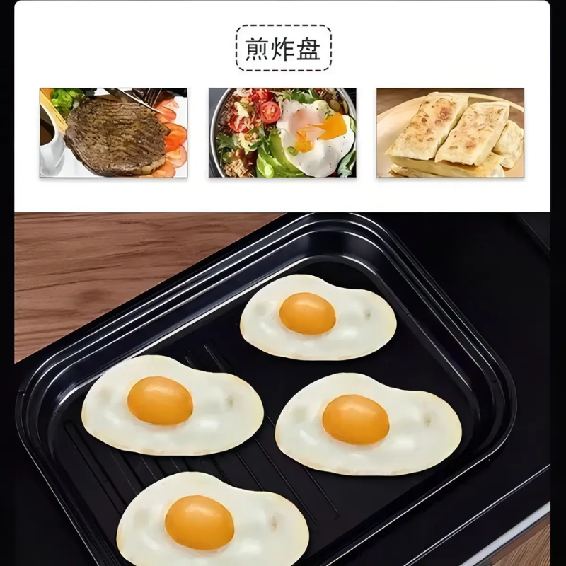 Maquina De Desayuno 3 En 1 Multifuncional Horno Freír Color Negro