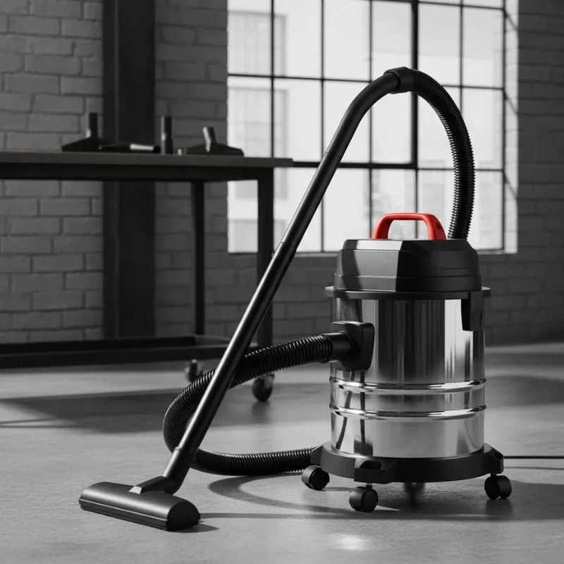 Aspiradora Industrial Hogar 18 Litros 1800w Acero Inoxidable Seco Y Húmedo 44x32 Cm
