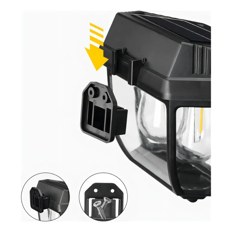 Farol Solar Pared Sensor Movimiento IP65 Luz Cálida Negro Exterior