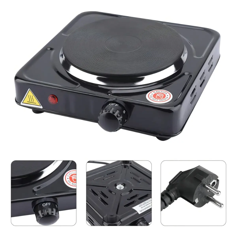 Anafe Cocina Eléctrica Simple Plato 1 Hornalla 1000w A/inoxi Color Negro