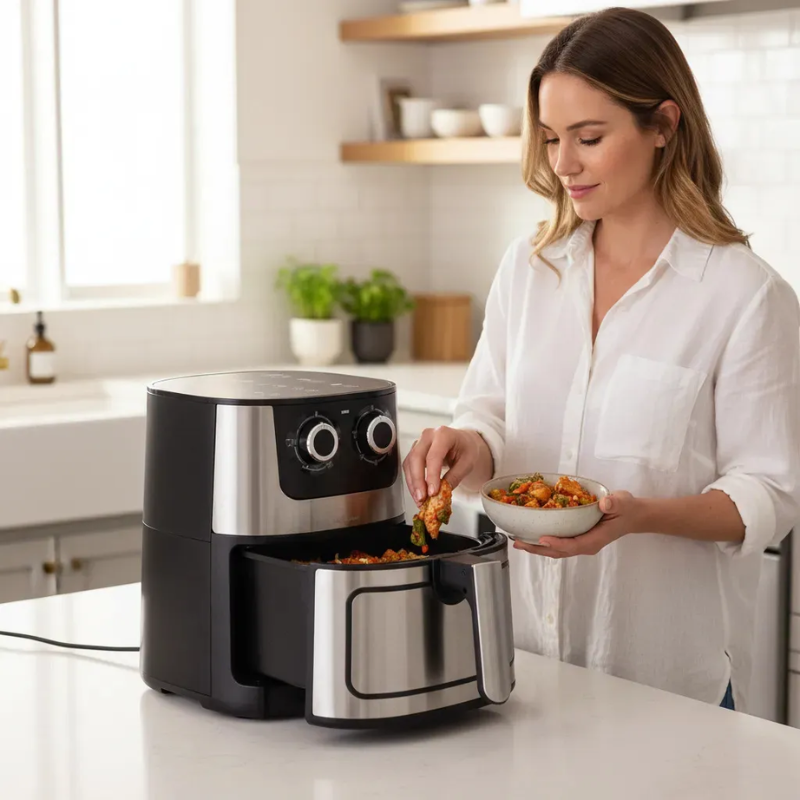 Freidora De Aire 10 Litros 2400w Digital Doble Control Acero Inoxidable