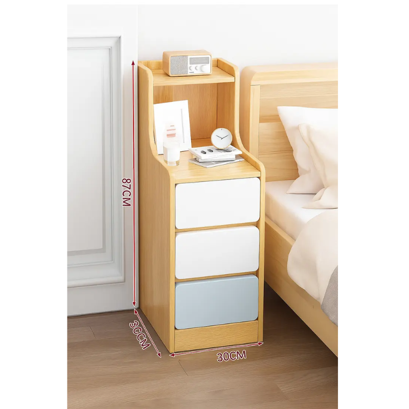 Velador Organizador 3 Cajones 87x34x30 Cm Melamina Moderna Resistente