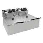 Freidora Electrica Doble De 12 Litros Aceite Termostato Color Plateado