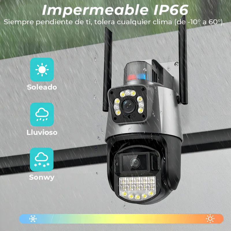 Cámara Seguridad 8MP Exterior Wifi Visión Nocturna 360° PTZ IP66