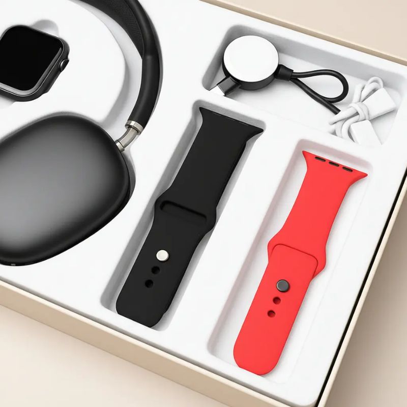 Combo Smartwatch + Audífonos Bluetooth Reloj Estilo Ultra Con 2 Correas Intercambiables Y Cargador Magnético