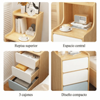 Velador Organizador 3 Cajones 87x34x30 Cm Melamina Moderna Resistente