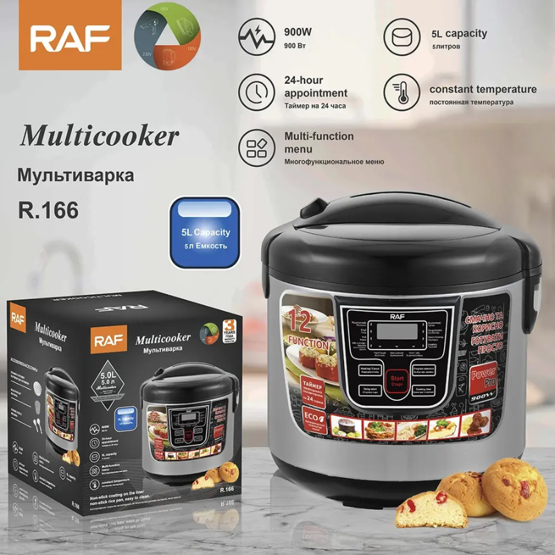 Olla Arrocera Raf Eléctrica Multifuncional de 5 L y 900 W con 12 Funciones