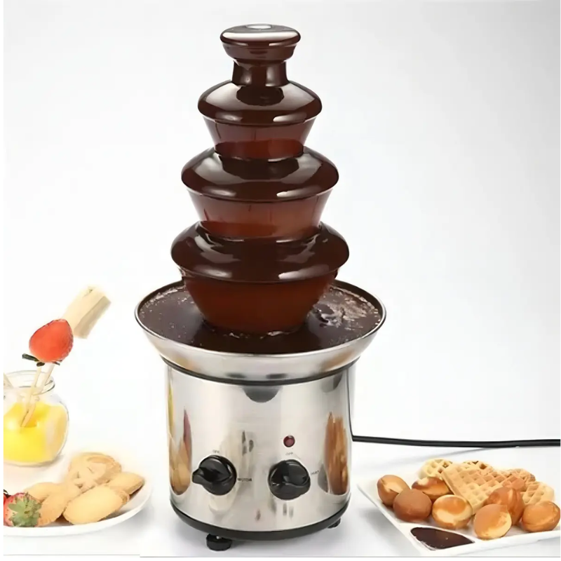 Cascada Fuente Chocolate Fondue 4 Niveles Acero Inoxidable Color Plateado