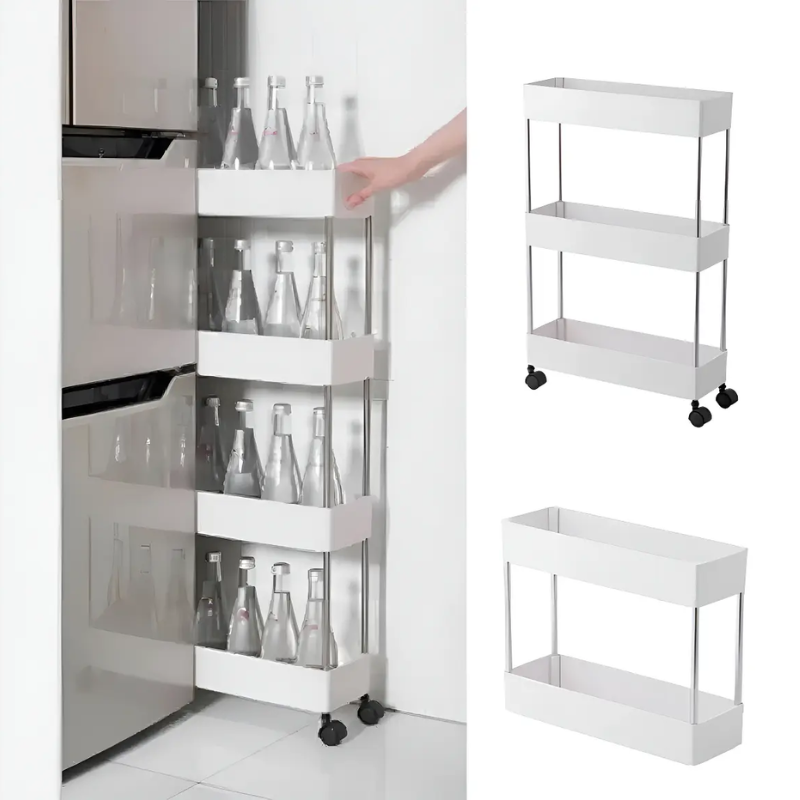 Estante Organizador Baño 4 Niveles Carrito Multifuncional Color Blanco