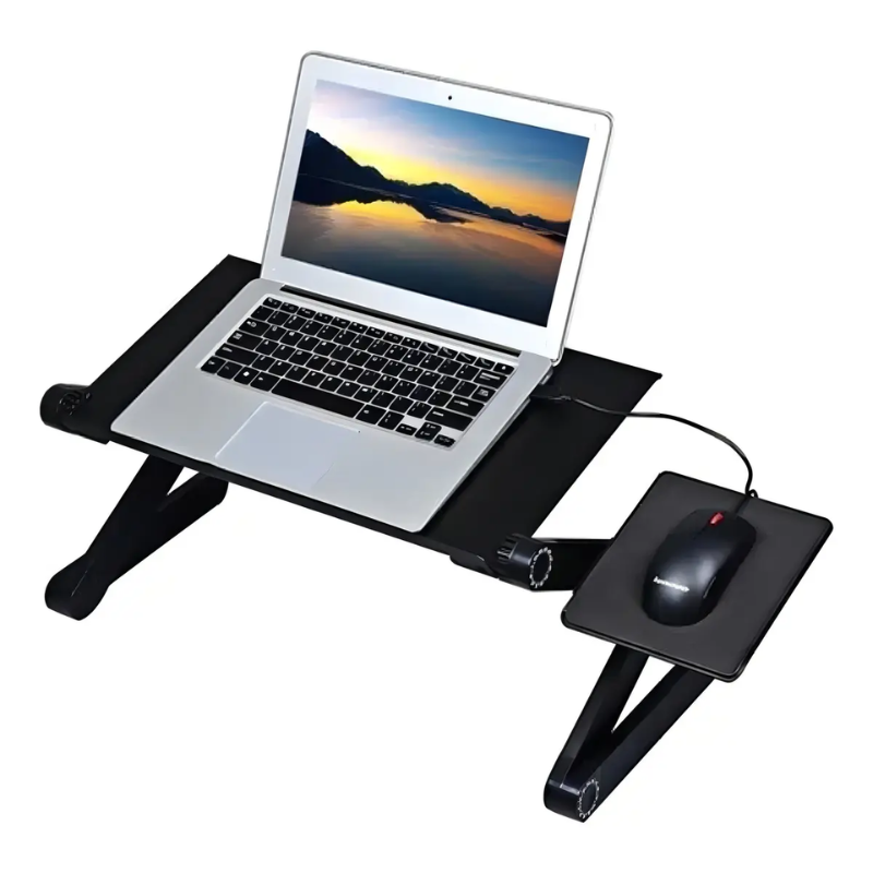 Soporte Notebook T9 Ajustable Giratorio 360° Con Ventiladores y Mouse Pad