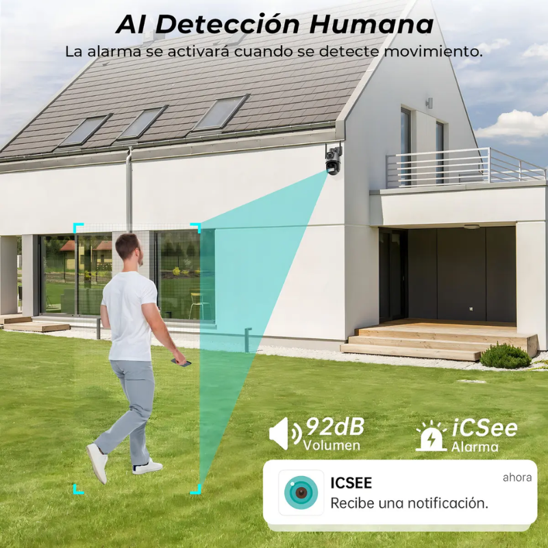 Cámara Seguridad 8MP Exterior Wifi Visión Nocturna 360° PTZ IP66