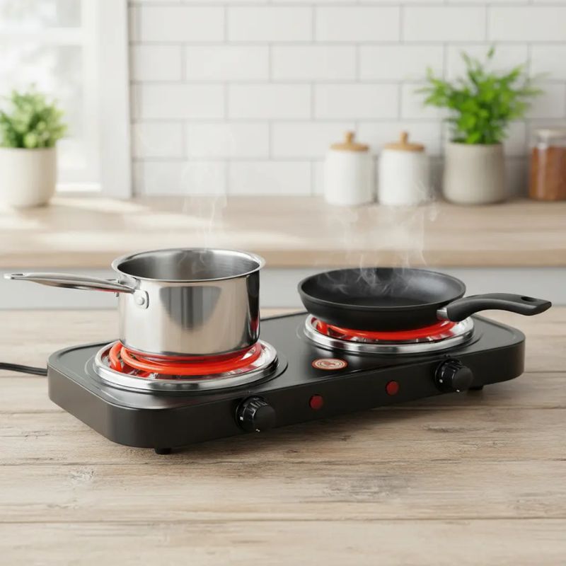 Anafe Eléctrico Doble Espiral 2000w Portátil Cocina Eléctrica