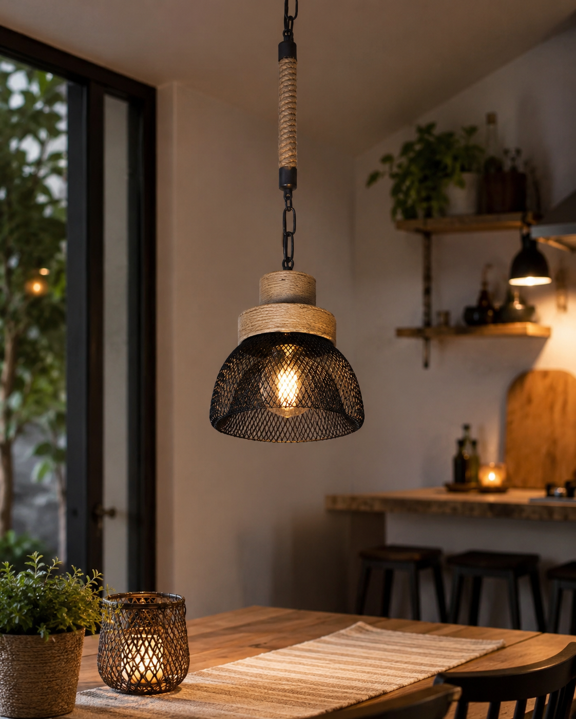 Lámpara Colgante Vintage E27 Estilo Industrial Metal y Madera | 1 Año de Garantía