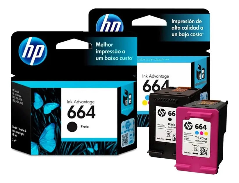 Pack Cartucho De Tinta Hp 664 Color Negro Y Tri-color De 2 Ml 2 Unidades