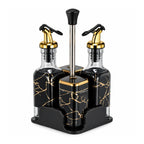 Set Dispensador de Aceite y Vinagre con Condimenteros Especieros 4 Piezas
